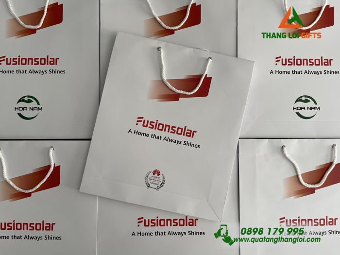 TÚI XÁCH GIẤY IN LOGO VÀ NỘI DUNG FUSIONSOLAR