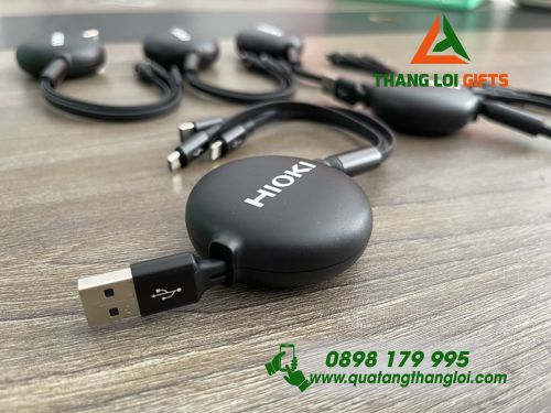 Cáp Sạc 3 Đầu Baseus Màu Đen - In Logo Doanh Nghiệp HIOKI