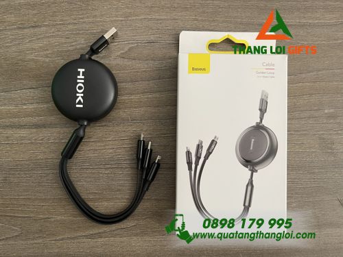Cáp Sạc 3 Đầu Baseus Màu Đen - In Logo Doanh Nghiệp HIOKI