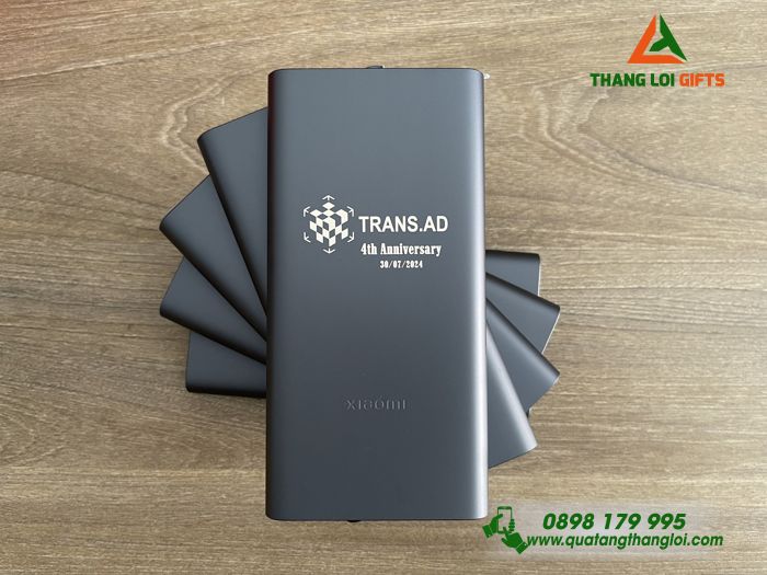 Pin Sạc Dự Phòng Xiaomi 10.000mAh Màu Xanh Navy Khắc Logo Doanh Nghiệp TRANS.AD