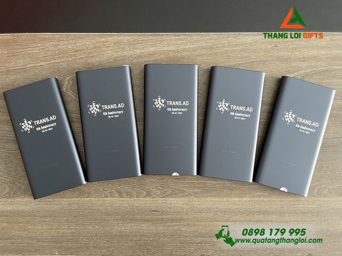 Pin Sạc Dự Phòng Xiaomi 10.000mAh Màu Xanh Navy Khắc Logo Doanh Nghiệp TRANS.AD