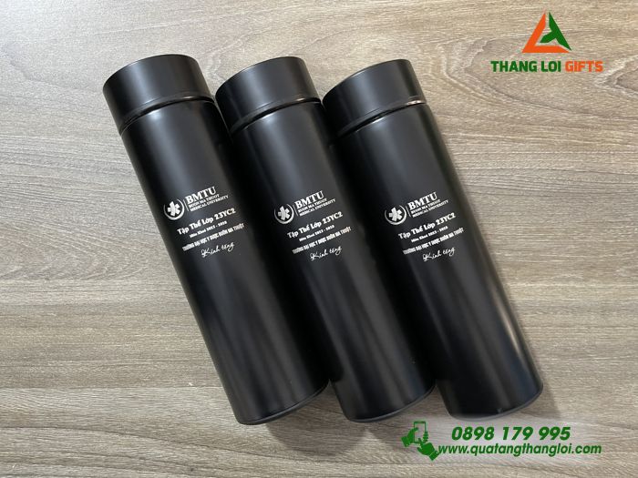 Bình Giữ Nhiệt Màu Đen - Khắc Logo Trường ĐH Y Dược Buôn Ma Thuột