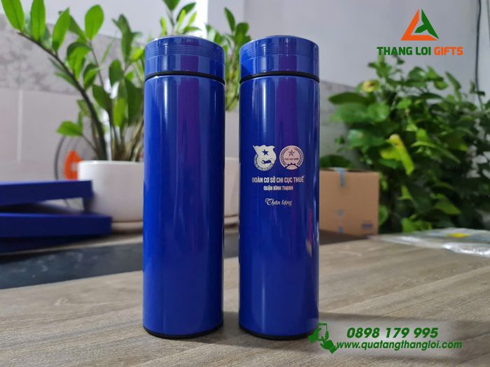 Bình Giữ Nhiệt Màu Xanh 500ml - Khắc Logo Đoàn Cơ Sở Chi Cục Thuế Quận Bình Thạnh