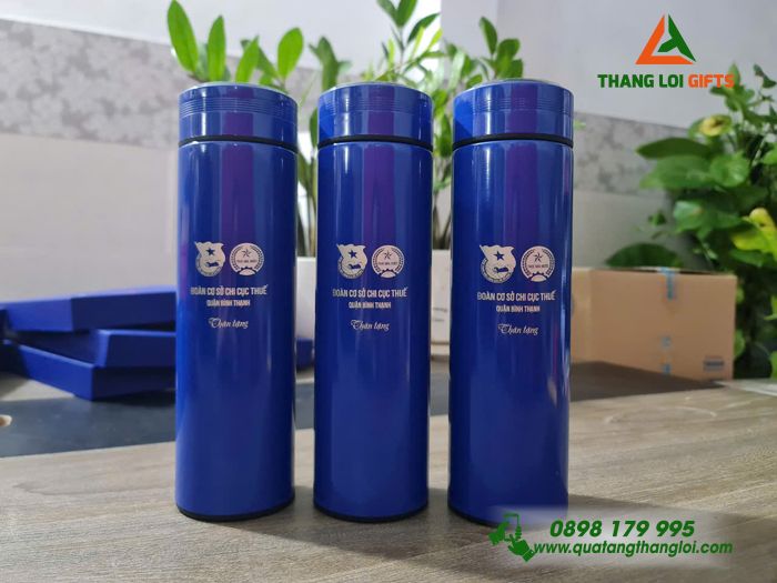 Bình Giữ Nhiệt Màu Xanh 500ml - Khắc Logo Đoàn Cơ Sở Chi Cục Thuế Quận Bình Thạnh