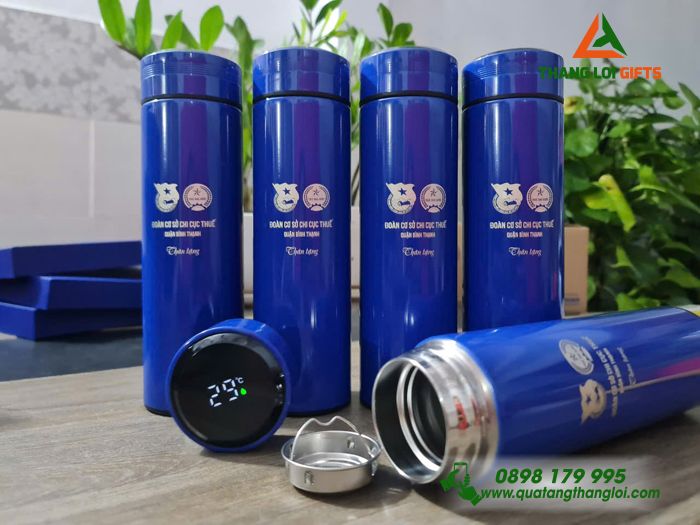 Bình Giữ Nhiệt Màu Xanh 500ml - Khắc Logo Đoàn Cơ Sở Chi Cục Thuế Quận Bình Thạnh