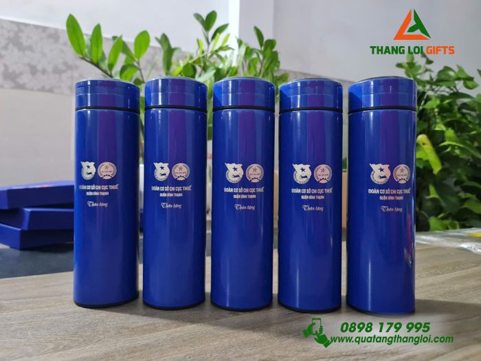 Bình Giữ Nhiệt Màu Xanh 500ml - Khắc Logo Đoàn Cơ Sở Chi Cục Thuế Quận Bình Thạnh