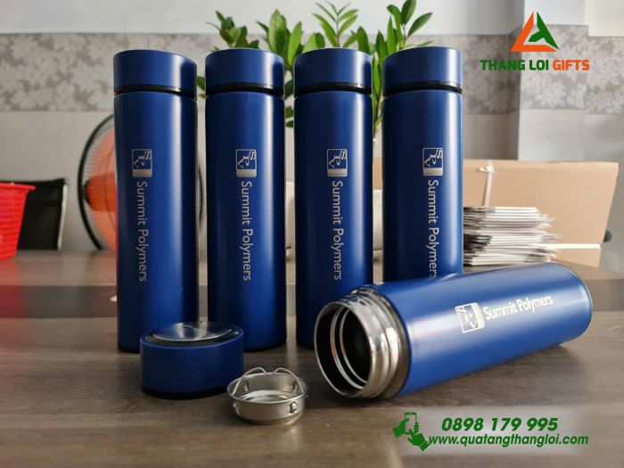 Bình Giữ Nhiệt Inox 500ml Màu Xanh - Khắc Logo Doanh Nghiệp Summit Polymers