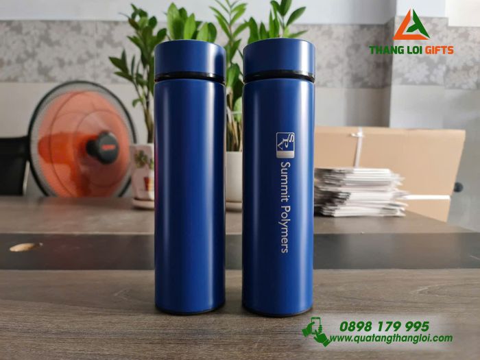 Bình Giữ Nhiệt Inox 500ml Màu Xanh - Khắc Logo Doanh Nghiệp Summit Polymers