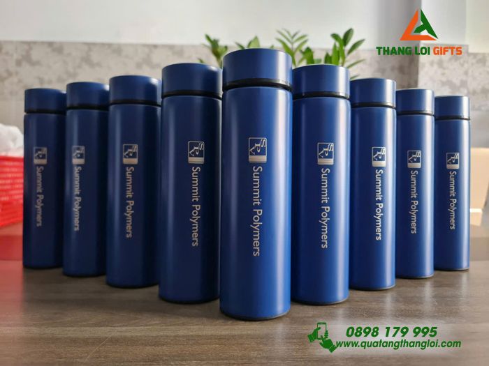 Bình Giữ Nhiệt Inox 500ml Màu Xanh - Khắc Logo Doanh Nghiệp Summit Polymers