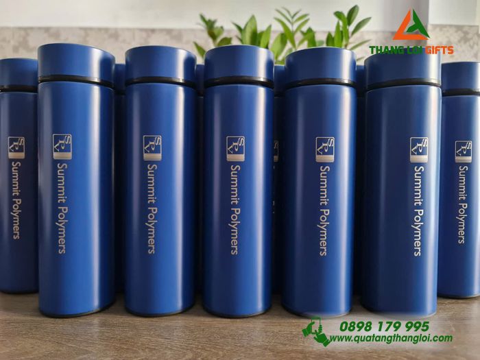 Bình Giữ Nhiệt Inox 500ml Màu Xanh - Khắc Logo Doanh Nghiệp Summit Polymers