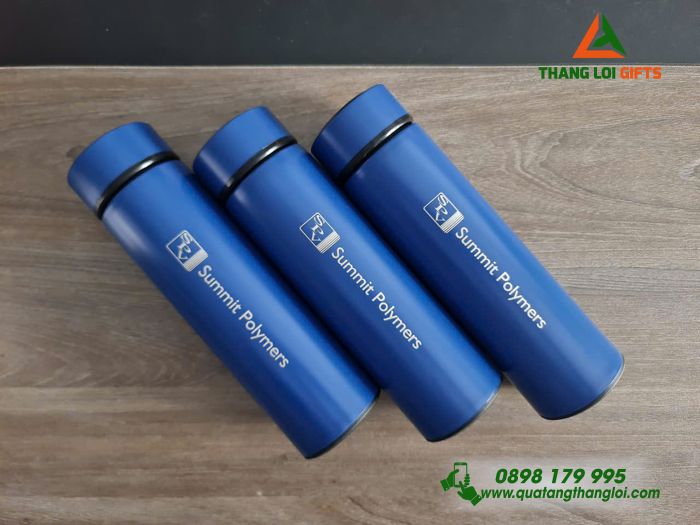 Bình Giữ Nhiệt Inox 500ml Màu Xanh - Khắc Logo Doanh Nghiệp Summit Polymers