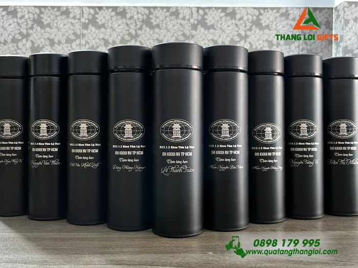 Bình Giữ Nhiệt Inox Sơn Bóng 500ml - Khắc Logo Trường Đại Học KHXH&NV TP.HCM