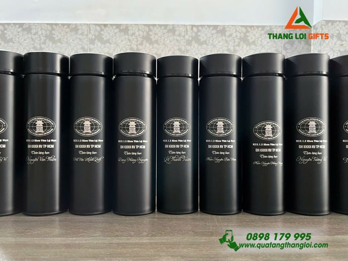 Bình Giữ Nhiệt Inox Sơn Bóng 500ml - Khắc Logo Trường Đại Học KHXH&NV TP.HCM