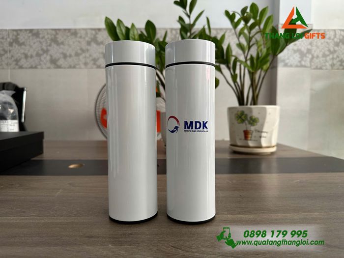 Bình Giữ Nhiệt Màu Trắng 500ml - In Logo Doanh Nghiệp MDK