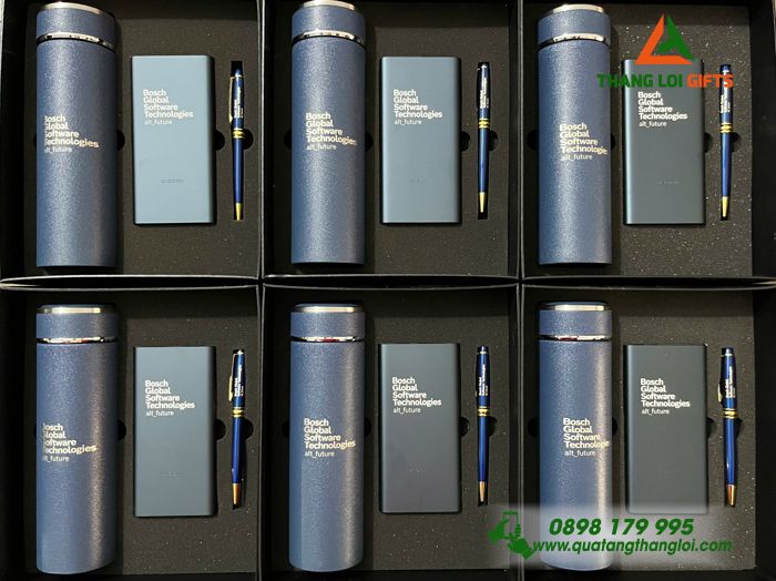 Combo Quà Tặng (Bình+ Pin Sạc+ Bút Ký) - In Khắc Tên Doanh Nghiệp Bosch Global Software Technologies