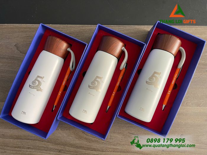 Combo Quà Tặng (Bình Giữ Nhiệt & Bút Bi) - In Khắc Logo Kỷ Niệm 5 Năm TTKSBTTP HCDC
