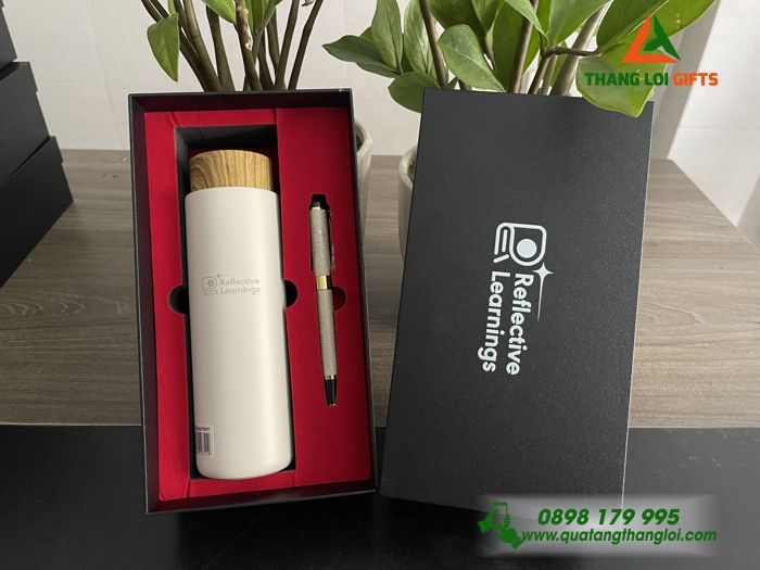 GIFTSET - Bộ Quà Tặng (Bình Giữ Nhiệt lock&Lock & Bút Ký) - Khắc Logo Doanh Nghiệp Reflective Learnings