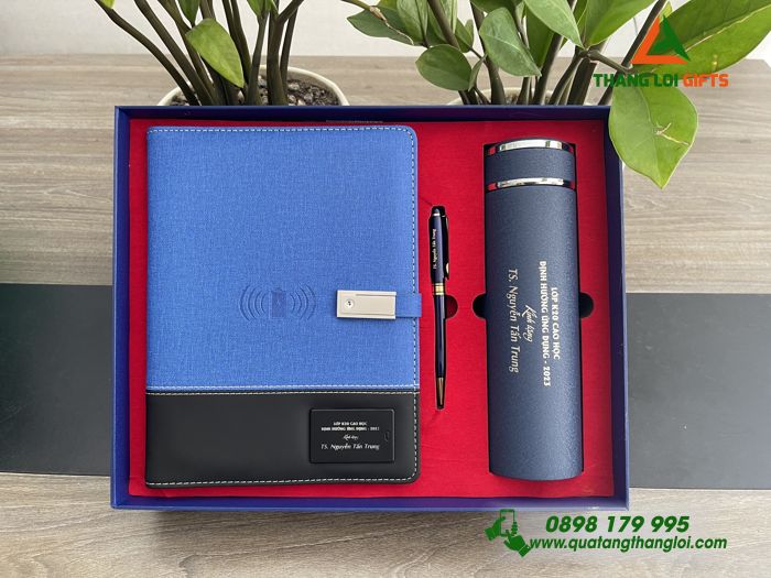 Set Quà Tặng Cao Cấp (Sổ Đa Năng+ Bình+ Bút) - In Khắc Tên Lớp K20 Cao Học Làm Quà Tặng