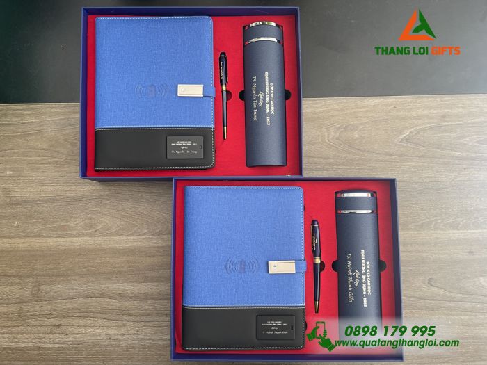 Set Quà Tặng Cao Cấp (Sổ Đa Năng+ Bình+ Bút) - In Khắc Tên Lớp K20 Cao Học Làm Quà Tặng