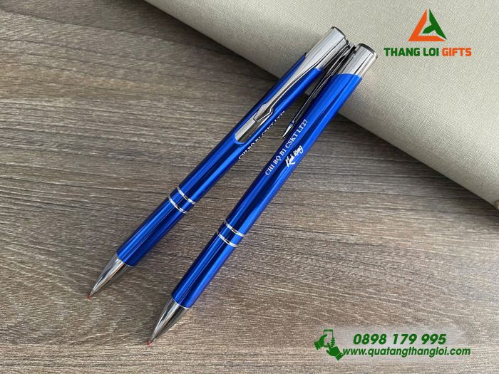 Bút Bi Kim Loại Bấm Màu Xanh - Khắc Tên Chi Bộ B1 CSKT LT27