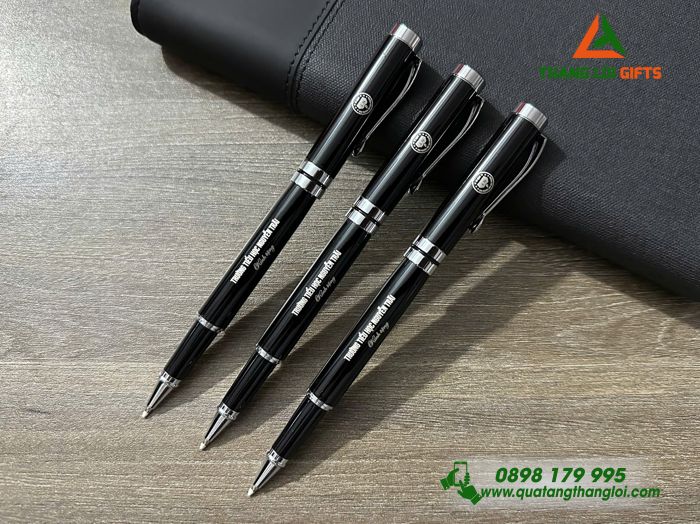 Bút Ký Kim Loại Màu Đen - Khắc Logo Trường Tiểu Học Nguyễn Trãi