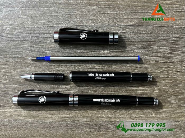 Bút Ký Kim Loại Màu Đen - Khắc Logo Trường Tiểu Học Nguyễn Trãi
