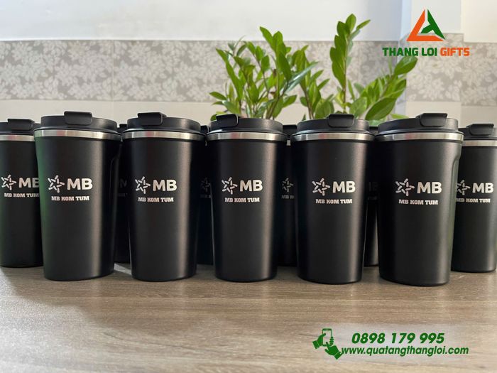 Ly Giữ Nhiệt Màu Đen 510ml - Khắc Logo Ngân Hàng MB Kon Tum