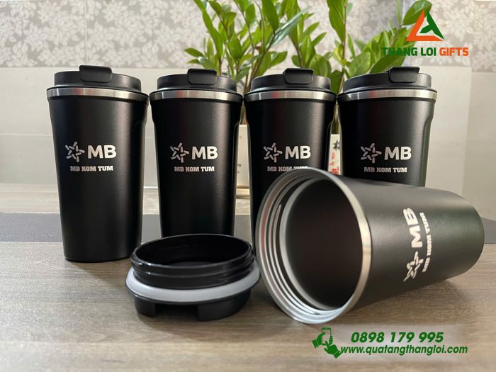 Ly Giữ Nhiệt Màu Đen 510ml - Khắc Logo Ngân Hàng MB Kon Tum