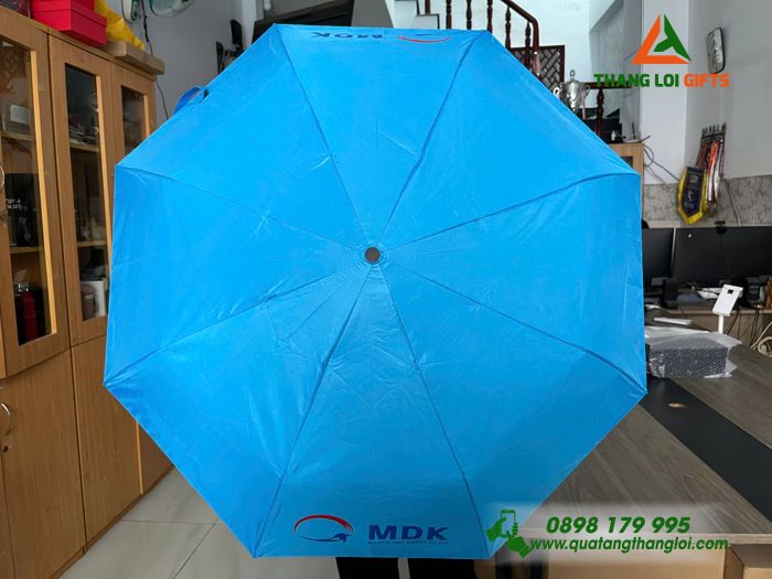 Ô Dù Cầm Tay Gập 3 Màu Xanh Dương - In Logo Doanh Nghiệp DMK