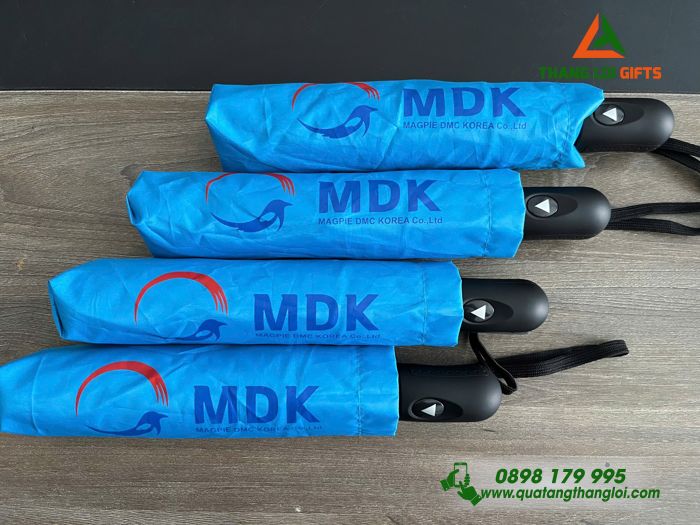 Ô Dù Cầm Tay Gập 3 Màu Xanh Dương - In Logo Doanh Nghiệp DMK