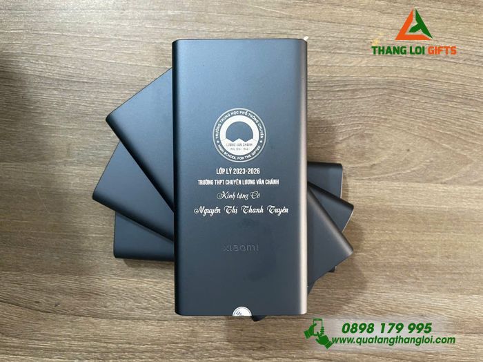 Pin Sạc Dự Phòng Xiaomi 10.000mAh Màu Xanh Navy - Khắc Logo Trường THPT Chuyên Lương Văn Chánh