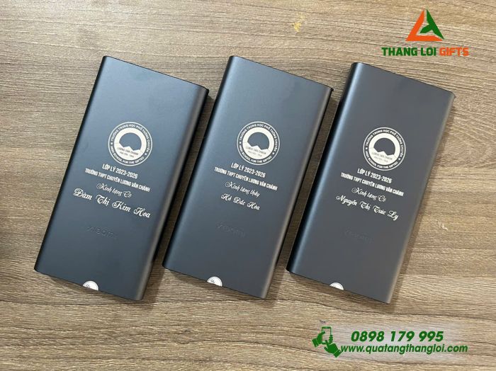 Pin Sạc Dự Phòng Xiaomi 10.000mAh Màu Xanh Navy - Khắc Logo Trường THPT Chuyên Lương Văn Chánh