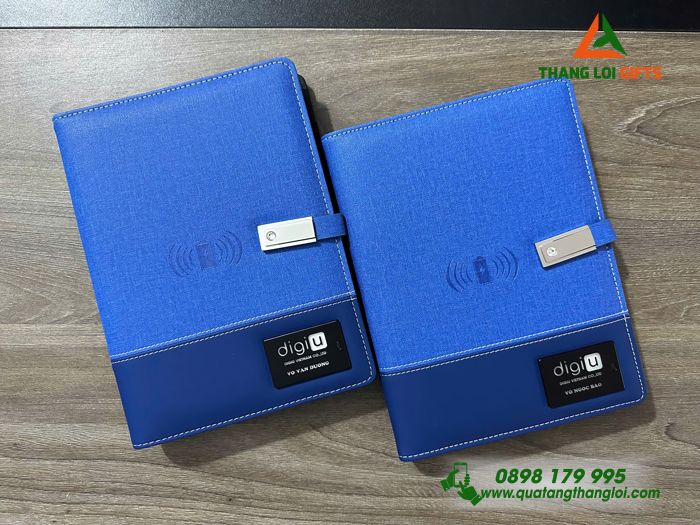 Sổ Tay Đa Năng 10.000mAh Màu Xanh - Khắc Tên, Logo Doanh Nghiệp DIGIU