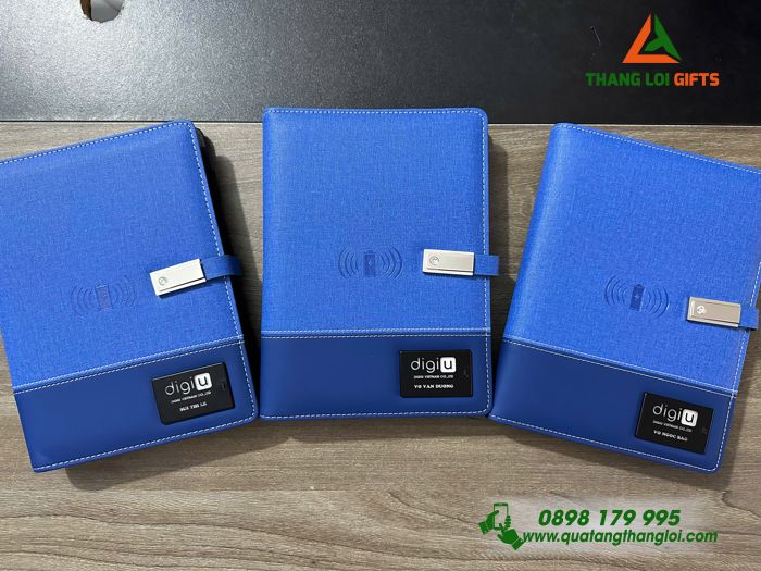 Sổ Tay Đa Năng 10.000mAh Màu Xanh - Khắc Tên, Logo Doanh Nghiệp DIGIU