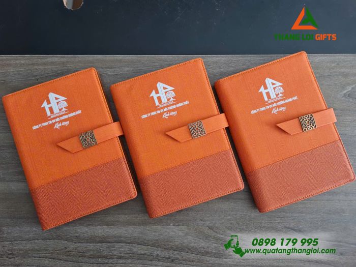 Sổ Tay Bìa Còng Màu Cam - In Logo Doanh Nghiệp Hoàng Phát