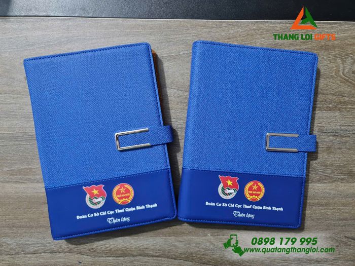 Sổ Tay Bìa Còng Màu Xanh - In Logo Đoàn Cơ Sở Chi Cục Thuế Làm Quà Tặng