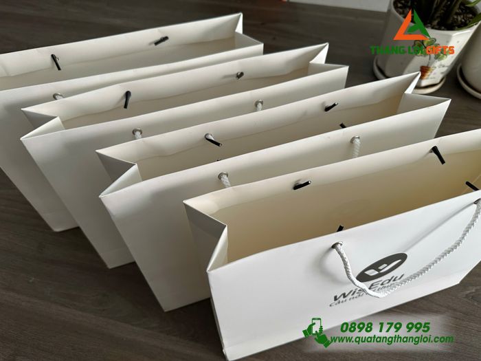 Túi Giấy Couche 150 Màu Trắng - In Logo WisEdu