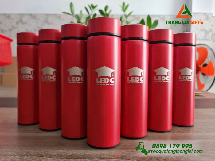 Bình Giữ Nhiệt 500ml Màu Đỏ - Khắc Logo LEDC Làm Quà Tặng Tốt Nghiệp