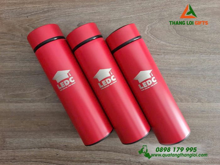 Bình Giữ Nhiệt 500ml Màu Đỏ - Khắc Logo LEDC Làm Quà Tặng Tốt Nghiệp