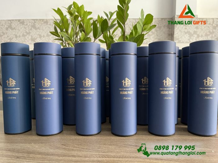 Bình Giữ Nhiệt 500ml Màu Xanh - In Khắc Logo Doanh Nghiệp Hoàng Phát