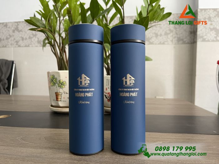 Bình Giữ Nhiệt 500ml Màu Xanh - In Khắc Logo Doanh Nghiệp Hoàng Phát