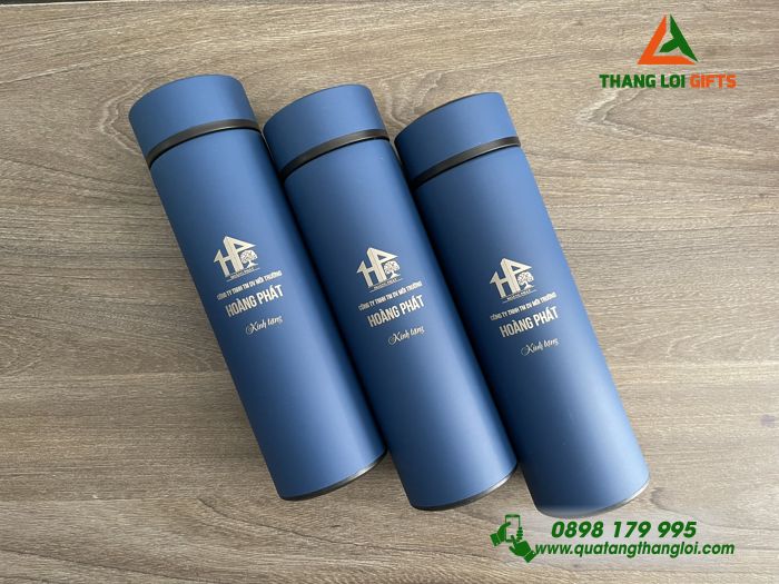 Bình Giữ Nhiệt 500ml Màu Xanh - In Khắc Logo Doanh Nghiệp Hoàng Phát