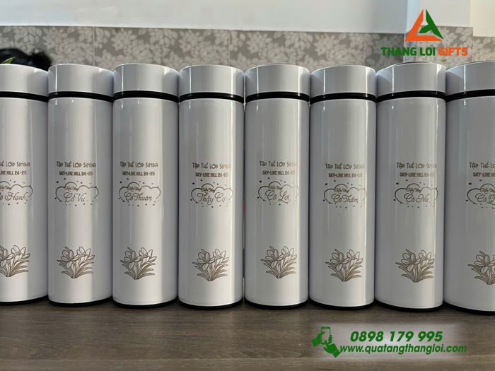 Bình Giữ Nhiệt 500ml Màu Trắng - Khắc Tên Tập Thể Lớp SIMBA Làm Quà Tri Ân Thầy Cô
