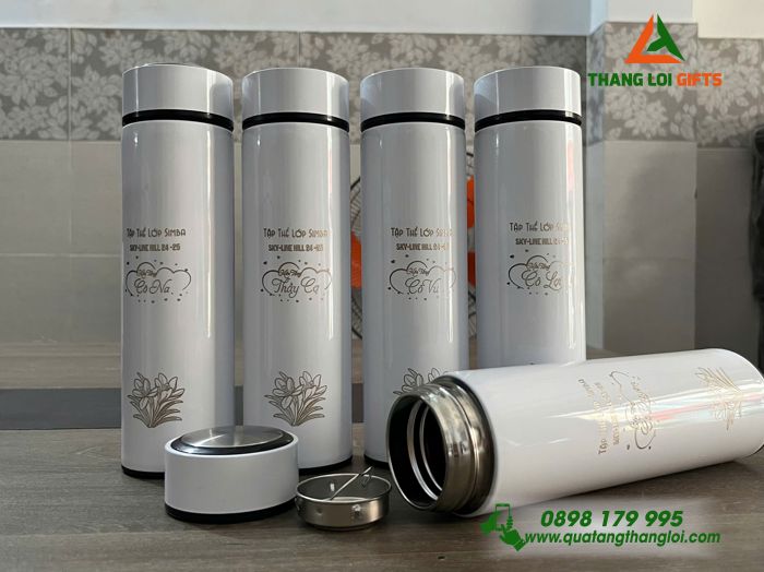 Bình Giữ Nhiệt 500ml Màu Trắng - Khắc Tên Tập Thể Lớp SIMBA Làm Quà Tri Ân Thầy Cô