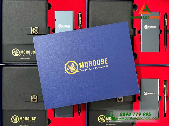 Combo Quà Tặng (Sổ+ Pin Xiaomi+ Bút) - In Khắc Logo Doanh Nghiệp MQHOUSE