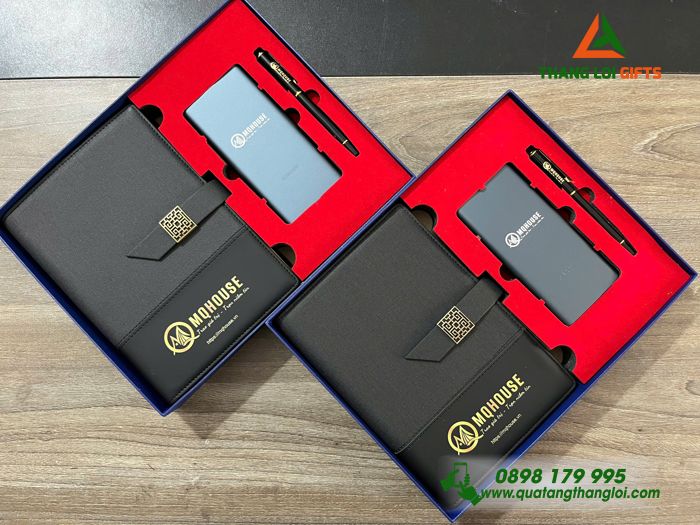 Combo Quà Tặng (Sổ+ Pin Xiaomi+ Bút) - In Khắc Logo Doanh Nghiệp MQHOUSE