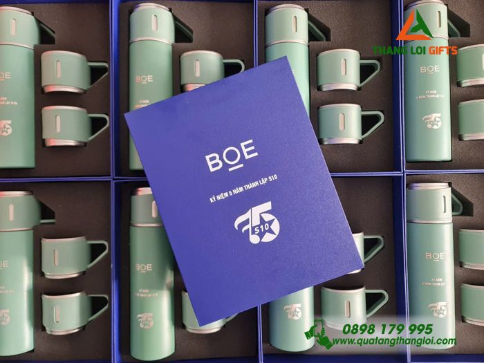 Bộ Bình Giữ Nhiệt 2 Cốc 500ml - In Khắc Logo Doanh Nghiệp BOE