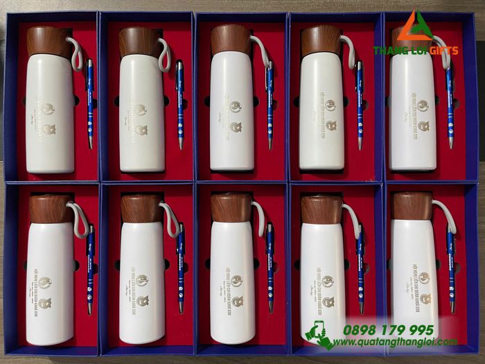 Bộ Quà Tặng (Bình Giữ Nhiệt & Bút Bi) - In Khắc Logo Đoàn Thanh Niên