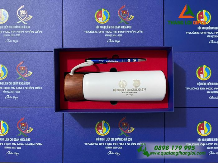 Bộ Quà Tặng (Bình Giữ Nhiệt & Bút Bi) - In Khắc Logo Đoàn Thanh Niên