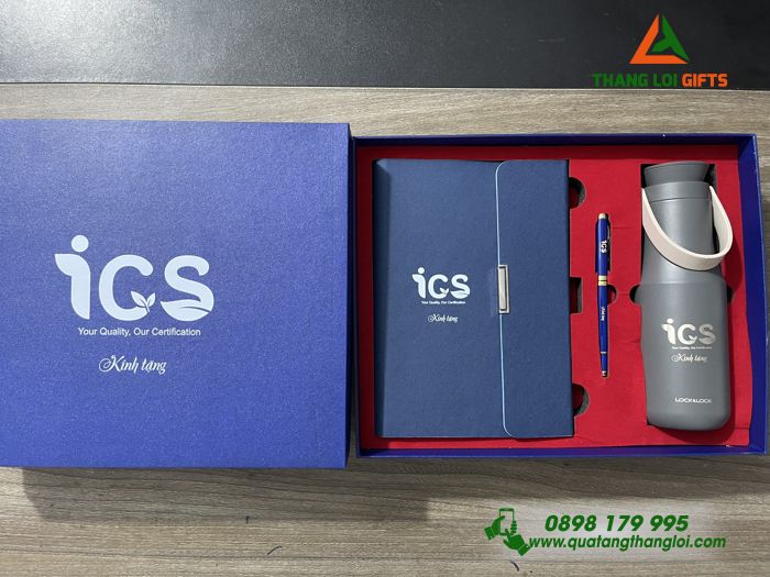Set Quà Tặng Cao Cấp (Sổ+ Bình Lock&Lock+ Bút) - In Khắc Logo ICS